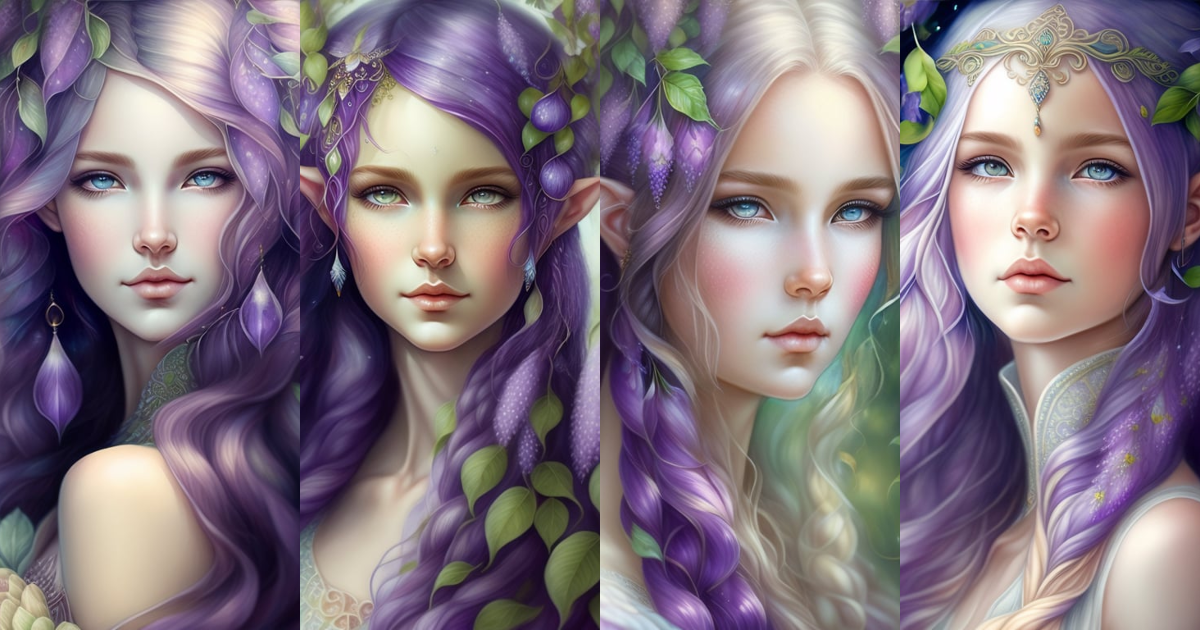 Lexica - Pencil drawing 2ears toddle elf wisteria fairy, water color ...