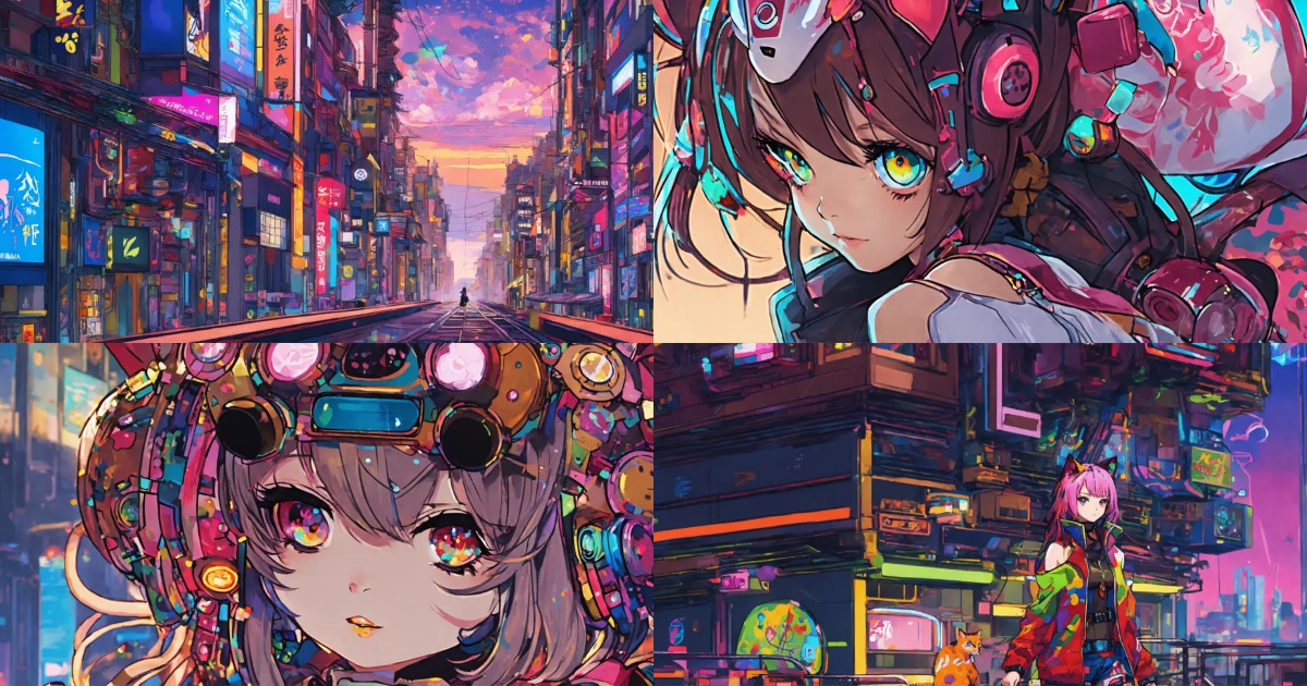 Lexica - Abstract style anime art of a cat girl in cyberpunk, 4k ...
