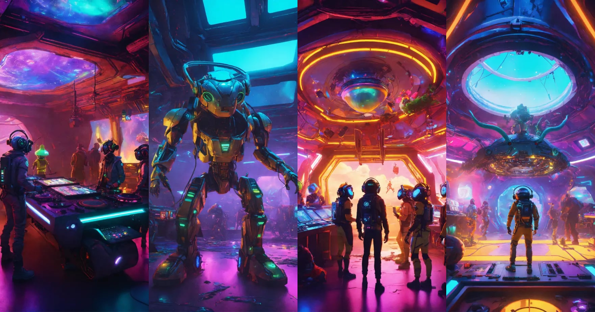 Lexica - Inside a wrecked spaceship is a edm rave with diverse alien ...