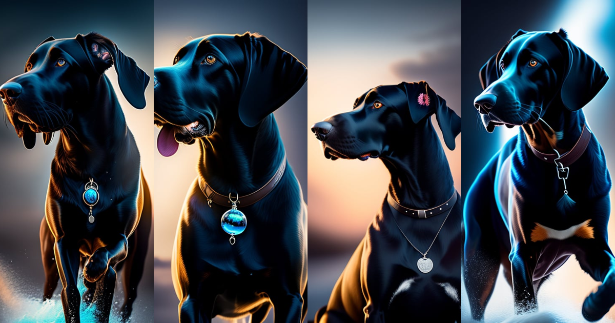 Lexica - Cinematic portrait of cute black labradane riding large blue ...