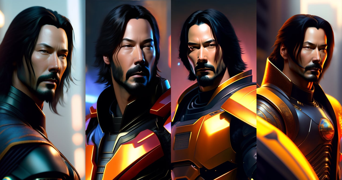 Lexica - A Keanu Reeves face, realistic scifi cyberpunk power samurai ...