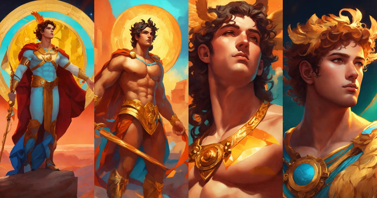 Lexica - The god Apollo, cartoon oil paint, 2D illustration style ...