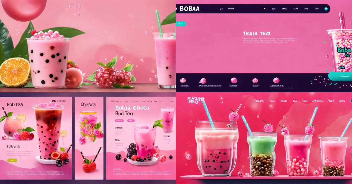 Lexica - Boba tea title, web page interface, bubble tea, tapoica pearls ...