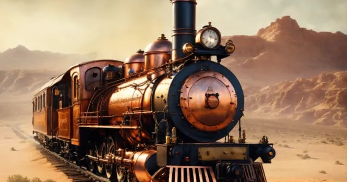 Lexica - Photo realistic,Steampunk steam-engine, fantasy copper TRAIN ...