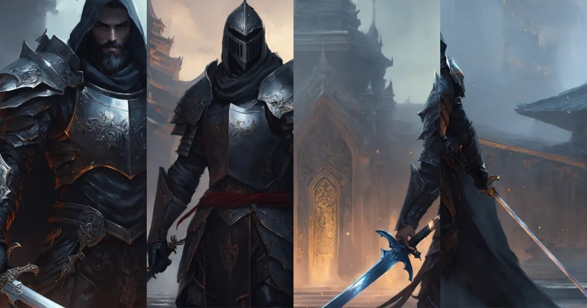 Lexica - Dark fantasy Painting, Knight in dark armor with black combat ...