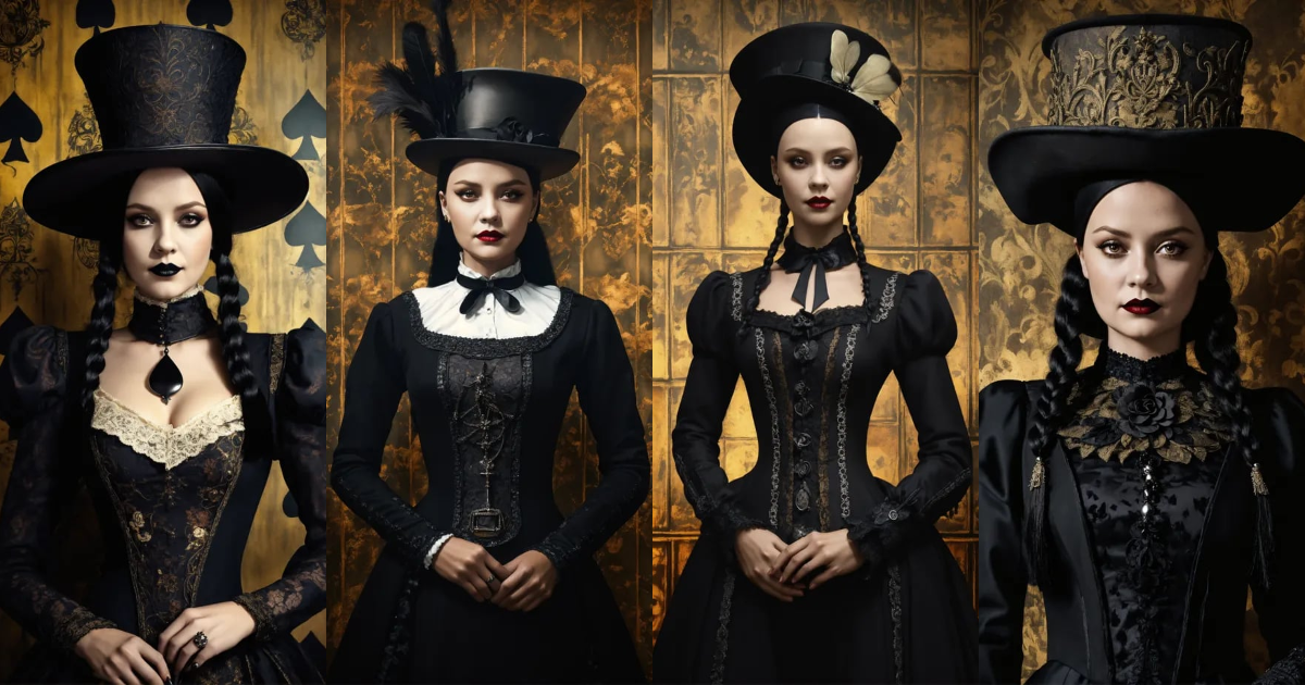Lexica - Elaborate Gothic Wednesday Addams queen of spades, 40 years ...