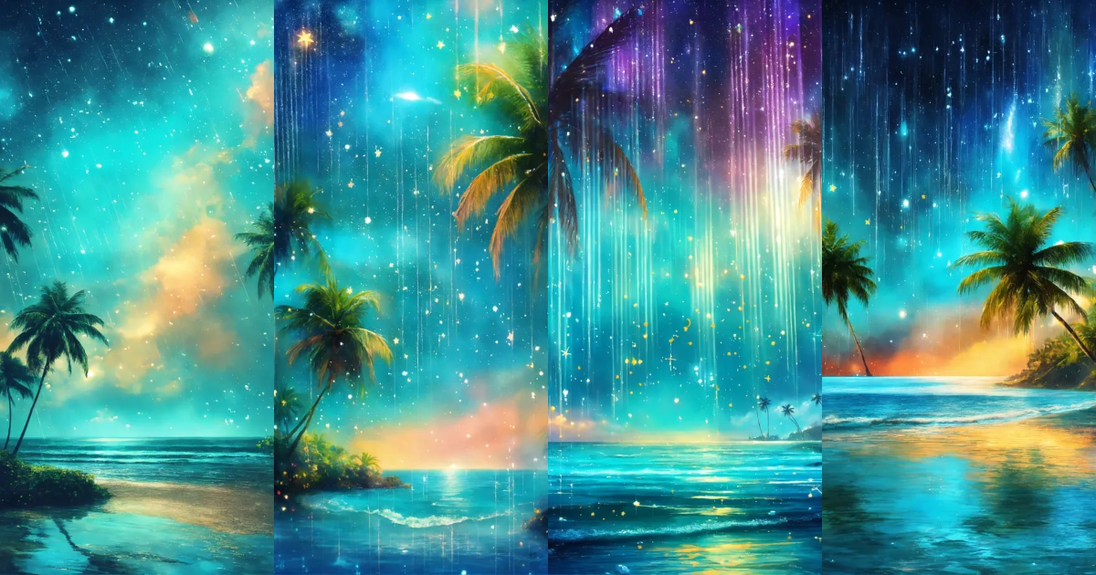 Lexica - Abstract magical rain, universe , stars, turqoise color near ...