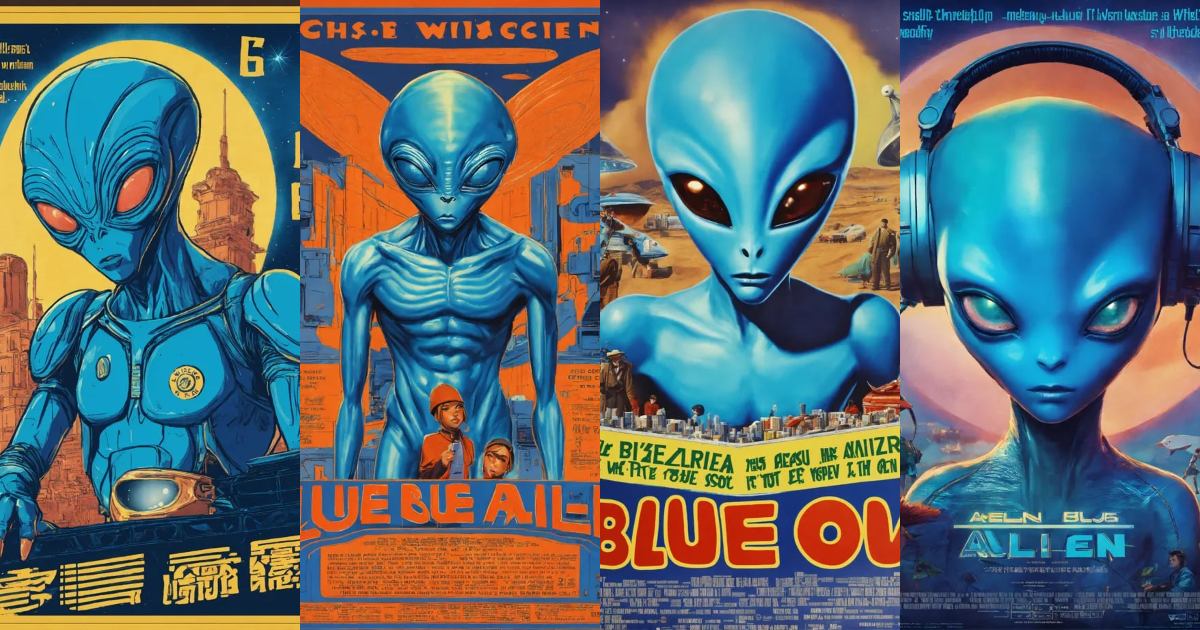 Lexica - A blue cinema poster about a blue alien --s 50