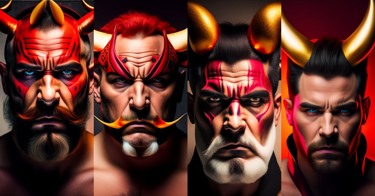 Lexica - A man with horns growing from his head. red eyes and sharp ...