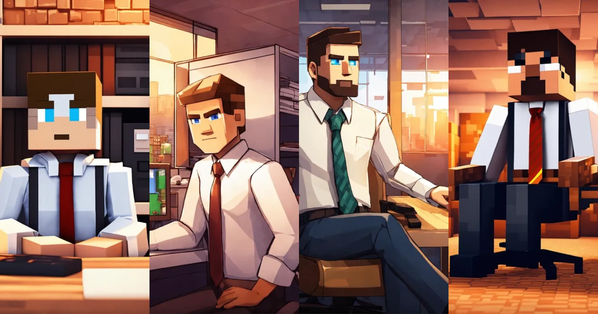 Lexica - Business man in office cubicle white shirt tie minecraft video ...