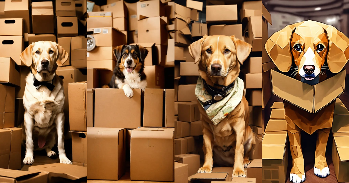 Lexica - Generate an image of a dog as a time traveler, surrounded by ...