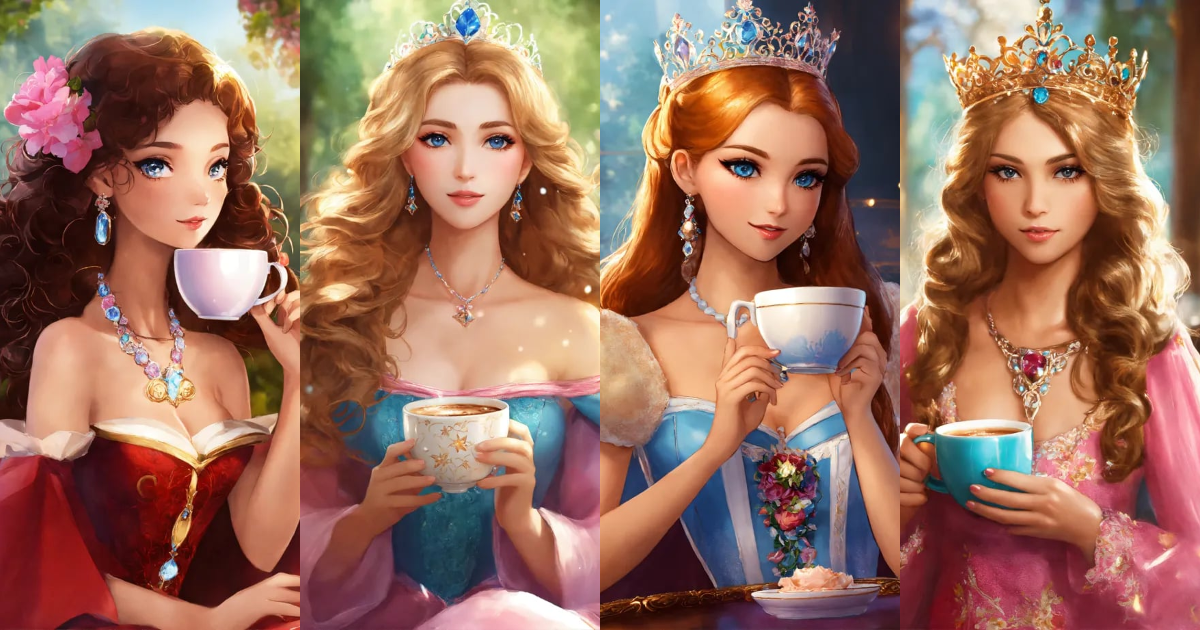 Lexica - Princess drinking cooffee