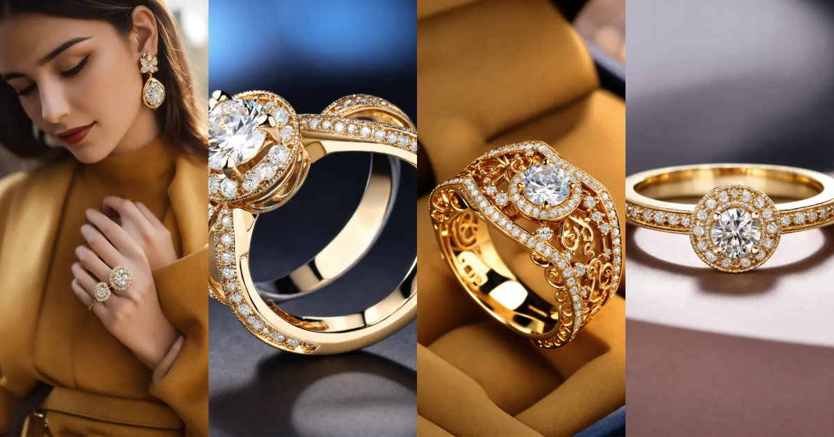 Lexica - Jewellery design, vintage style, Create diamond gold ring with ...