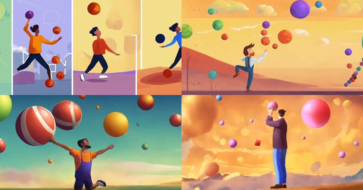 Lexica - A person juggling multiple balls in the air, symbolizing their ...