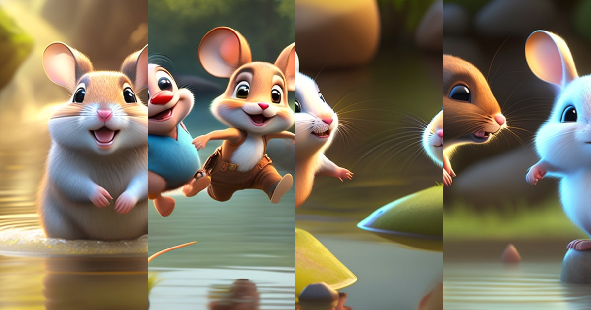 Lexica - Mouse and rabbit, 3d pixar, having an idea jumping contest in ...