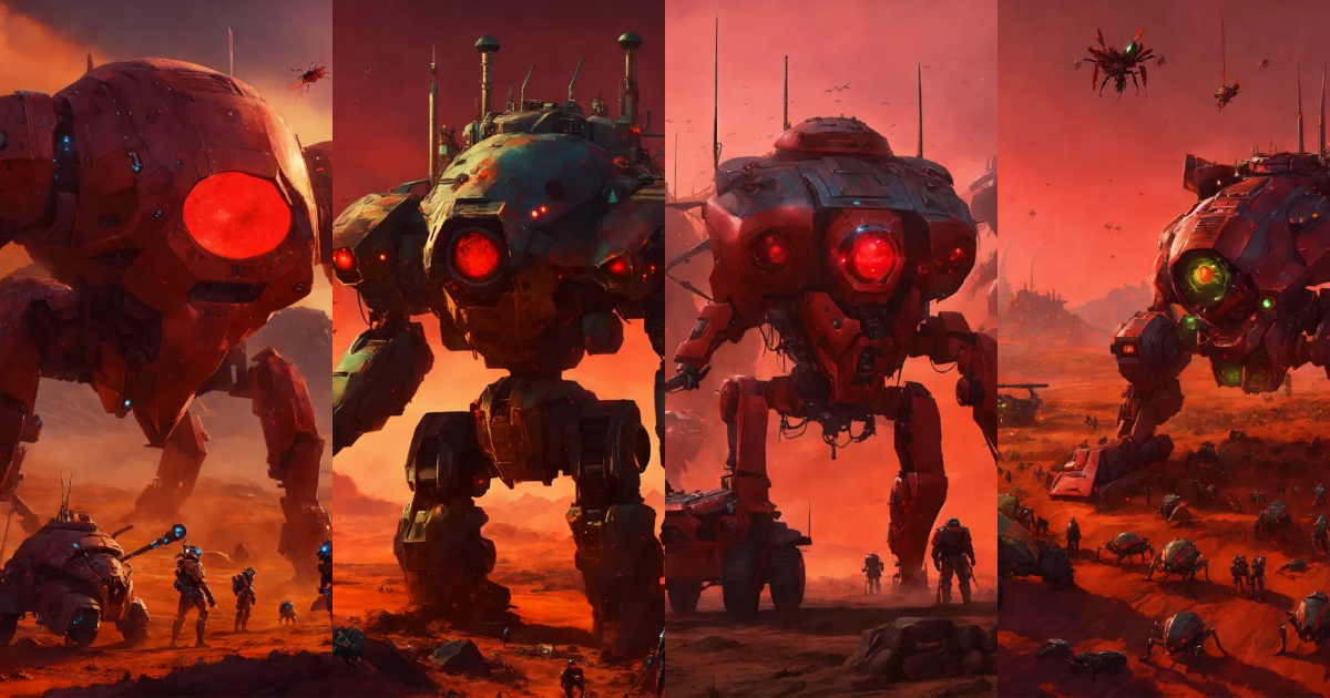 Lexica - Hundreds of mean looking bug faced machines invade a planet ...