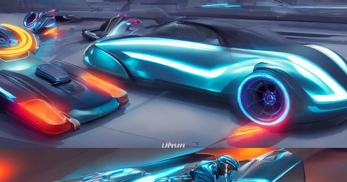 Lexica - Dream tron tesla light cycle race, hot wheels, overhead view ...