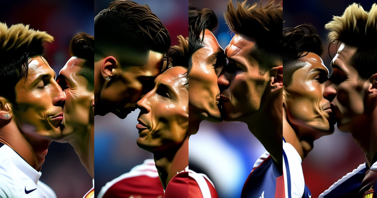 Lexica - messi kissing cristiano ronaldo