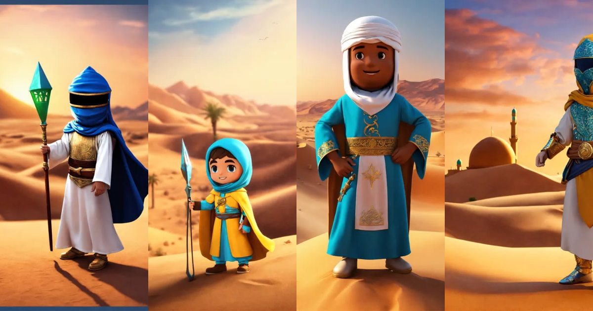Lexica - Faceless 3d mascot of the Islamic hero as a child, Abdullah ...