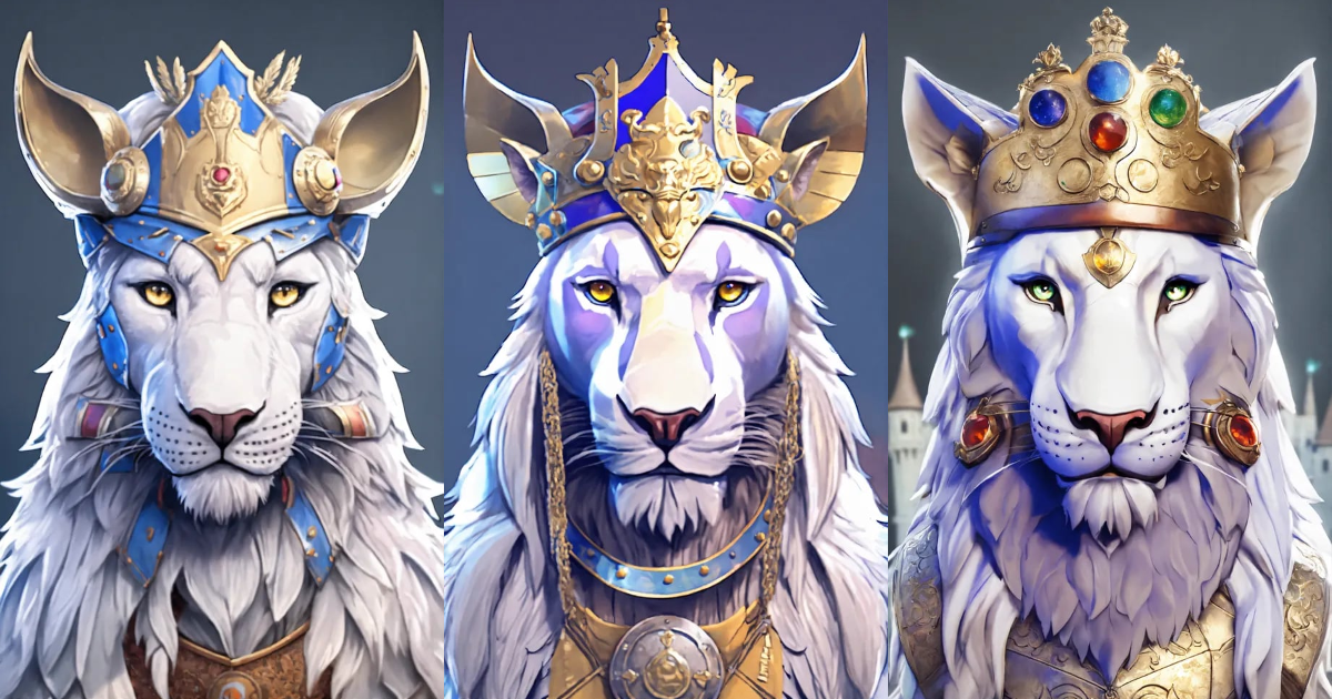 Lexica - Lion, in a medieval helmet, with multi-colored eyes ...