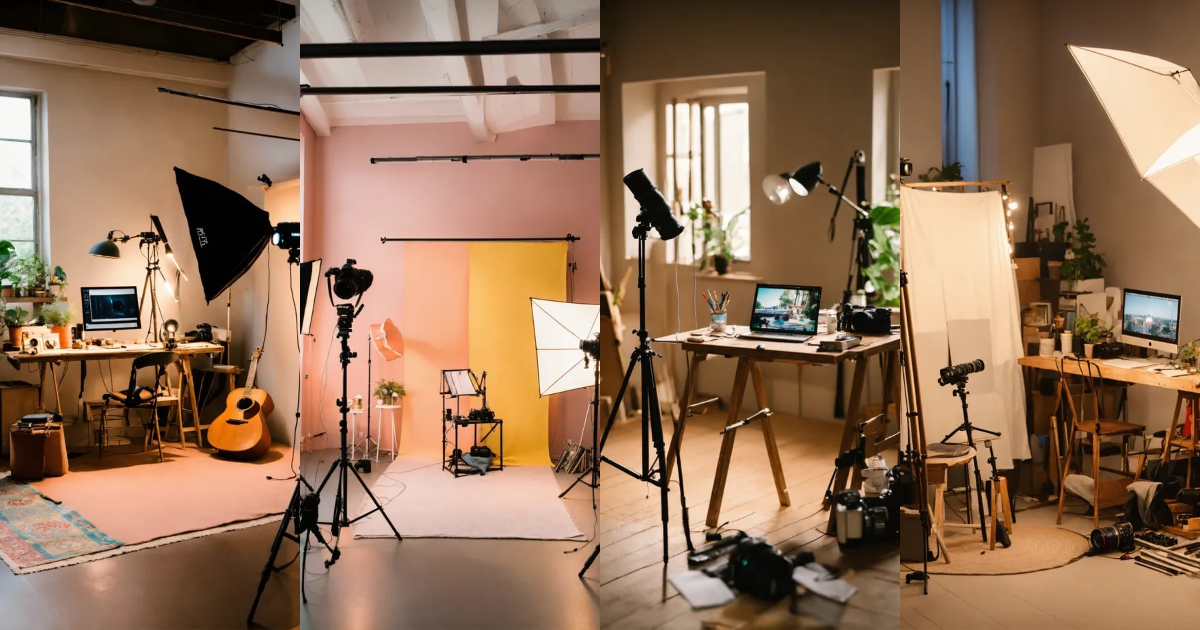 Lexica - A photo of a photographer's studio, light color scheme