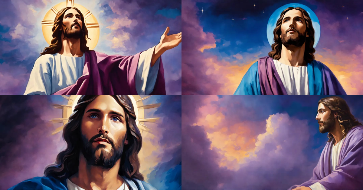 Lexica - Jesus christ looking to the sky portrait in oil painting style ...