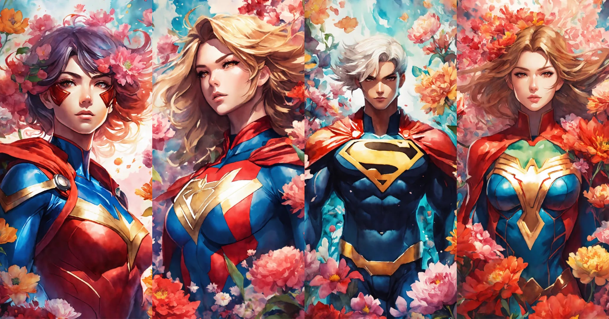 Lexica - Abstract watercolor anime art of a superhero surrounded by ...