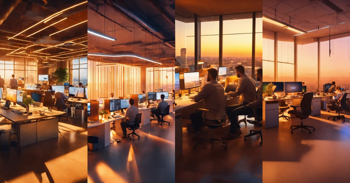 Lexica - Ultra realistic bright photo of developers working in a very ...