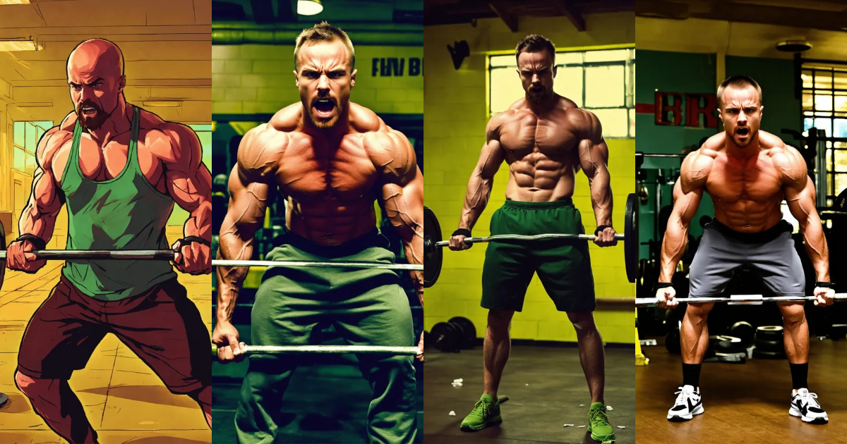 Lexica - Bodybuilder jesse pinkman lifting weight in the gym with anger ...