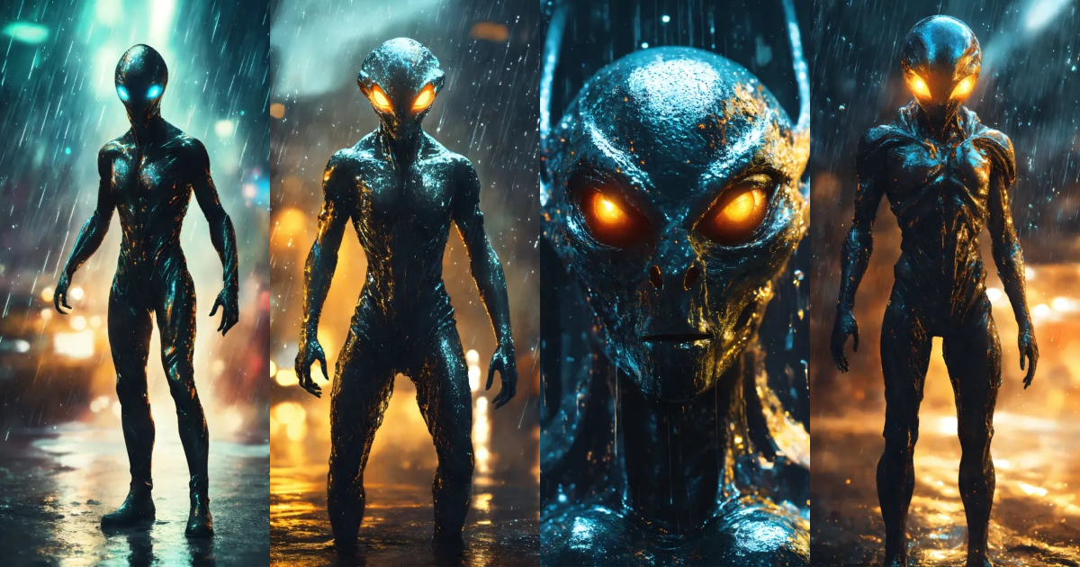 Lexica - An menacing alien with glowing eyes filled with swirling ...