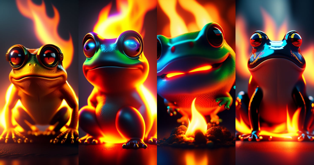 Lexica - Crazy frog on fire volumetric lighting 8k