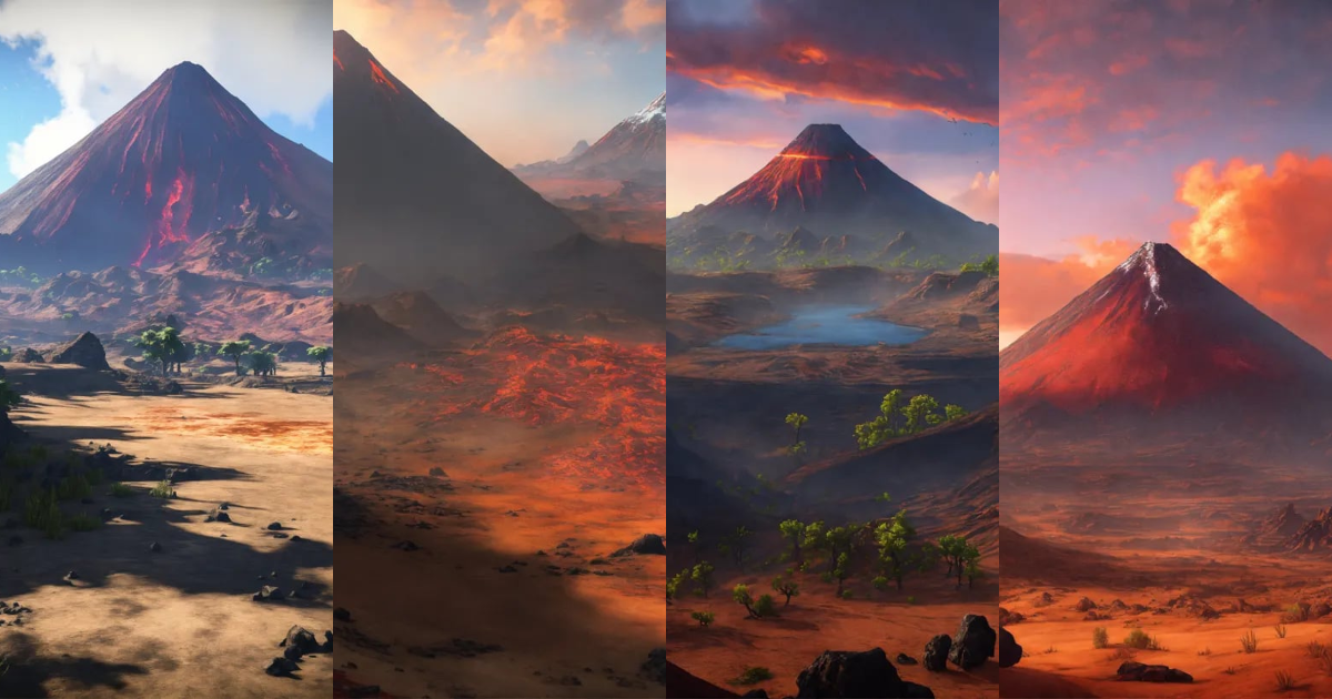 Lexica - A desolate and barren volcanic mountain range, Ark survival ...