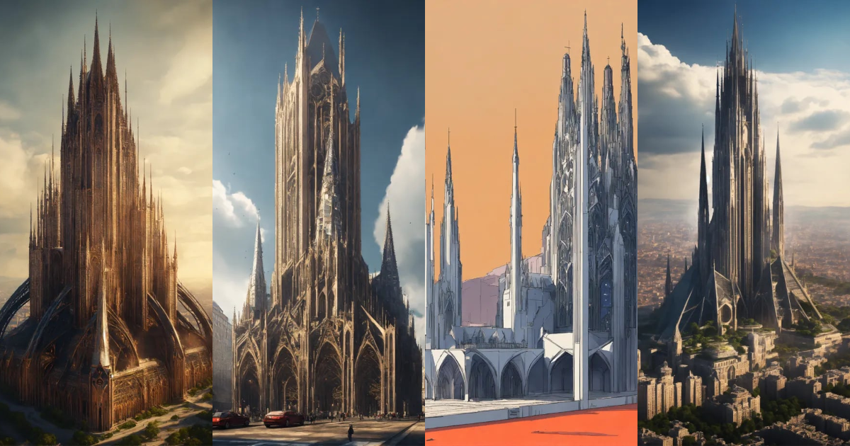 Lexica - Futuriatic Gothic cathedral skyscraper tower high apace ...