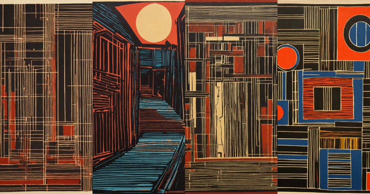 Lexica - Linocut, abstract art, drawing in the style of Emil ruder