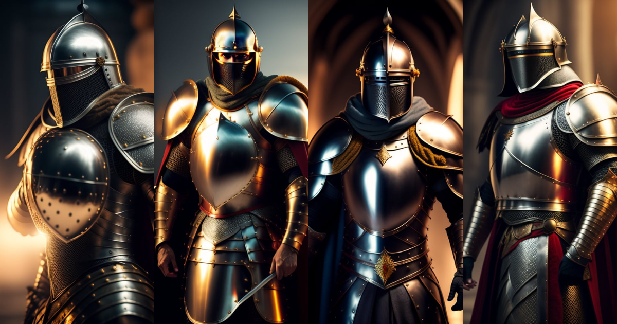 Lexica - A realistic full body portrait of a medieval Knight holding ...