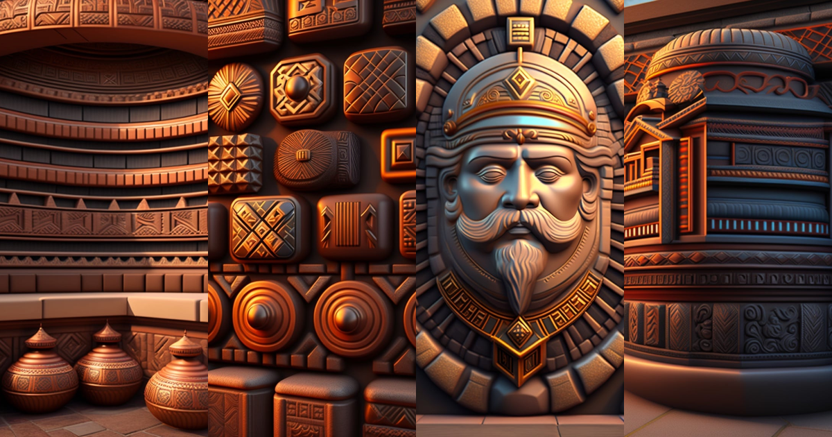 Lexica - Intricate aztec stone wall, HD, 8K, even lighting, monochrome ...