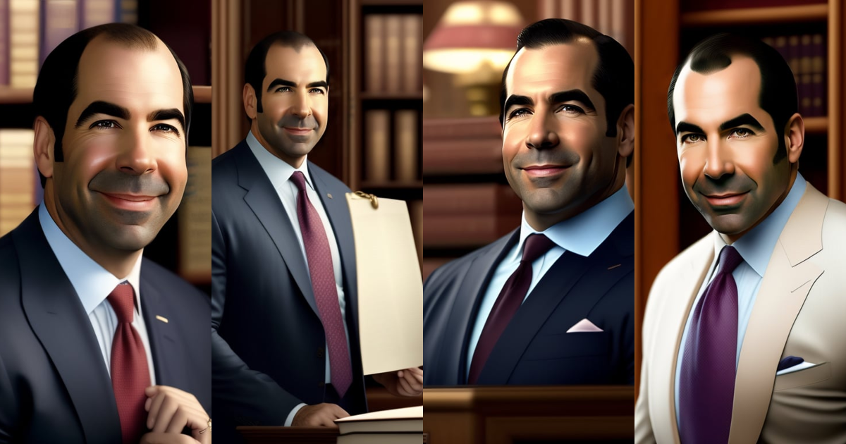 Lexica - Louis litt as a lawyer in a library. funny. realistic.