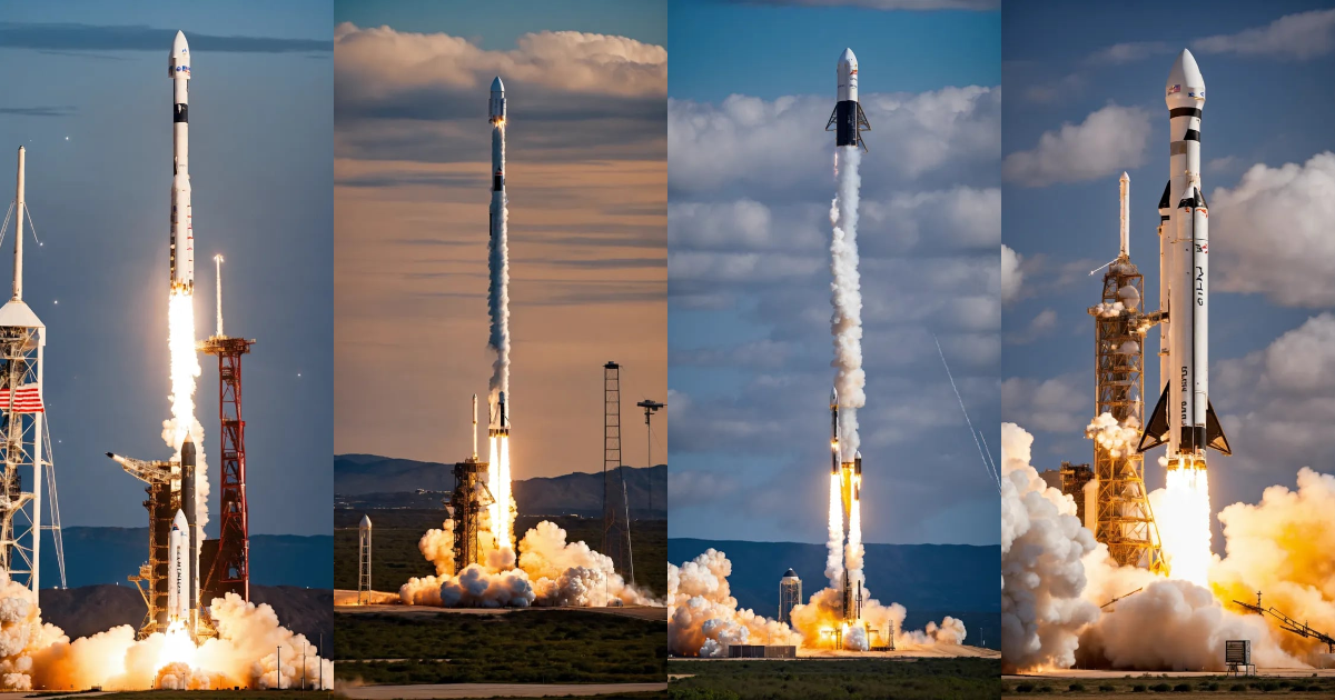 Lexica - Space X reusable rockets taking off