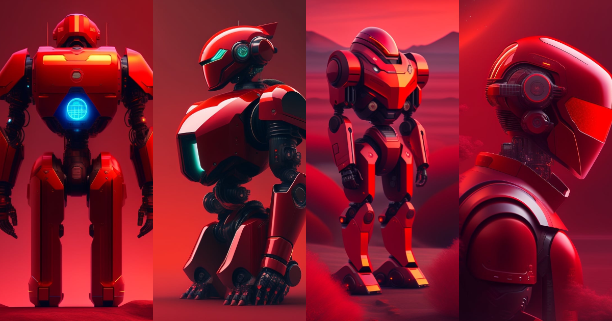 Lexica - Image of a high-tech robot in blood red color, with a ...