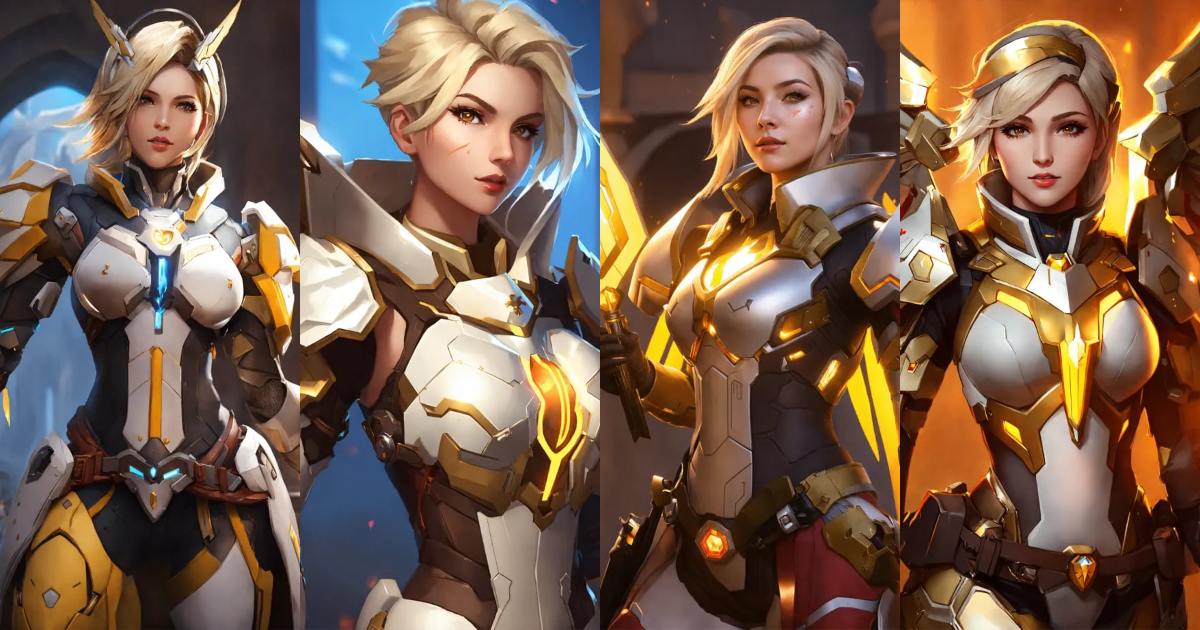Lexica - Female Mercy Overwatch as a metal combat armored healer