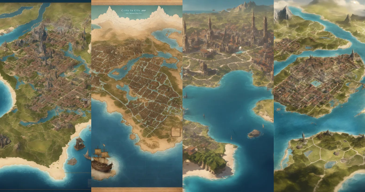 Lexica - D&D city map blueprint with an ocean on the right side. D&D ...
