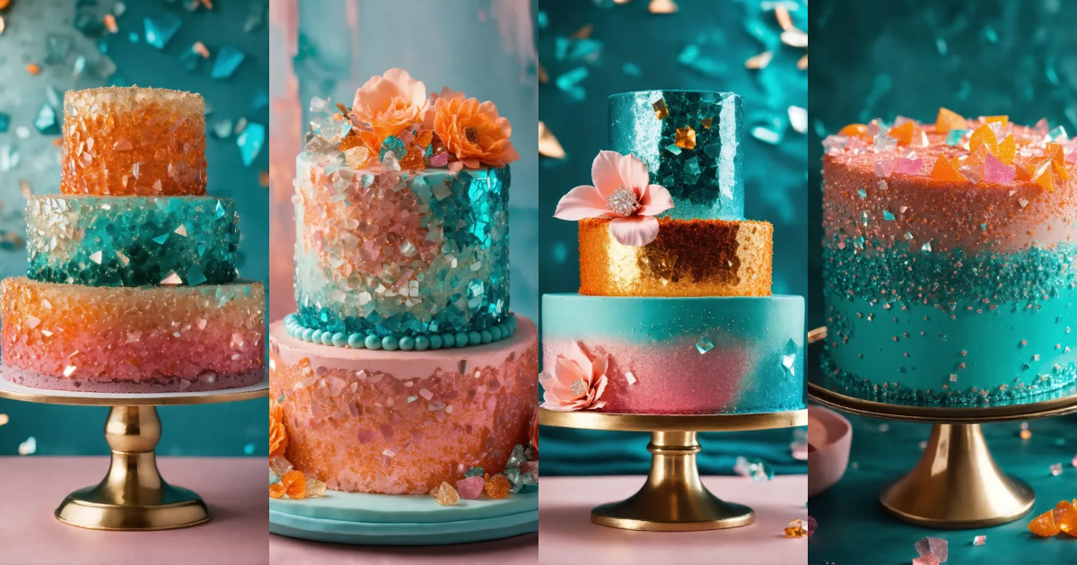 Lexica - Cake made of sparkling diamond glass fragments in deep ...