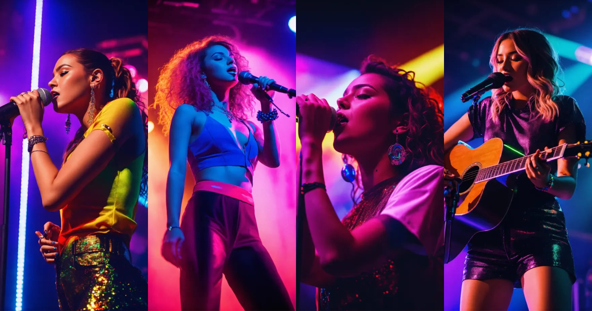 Lexica - Cinematic photography, modern, female singer on stage ...