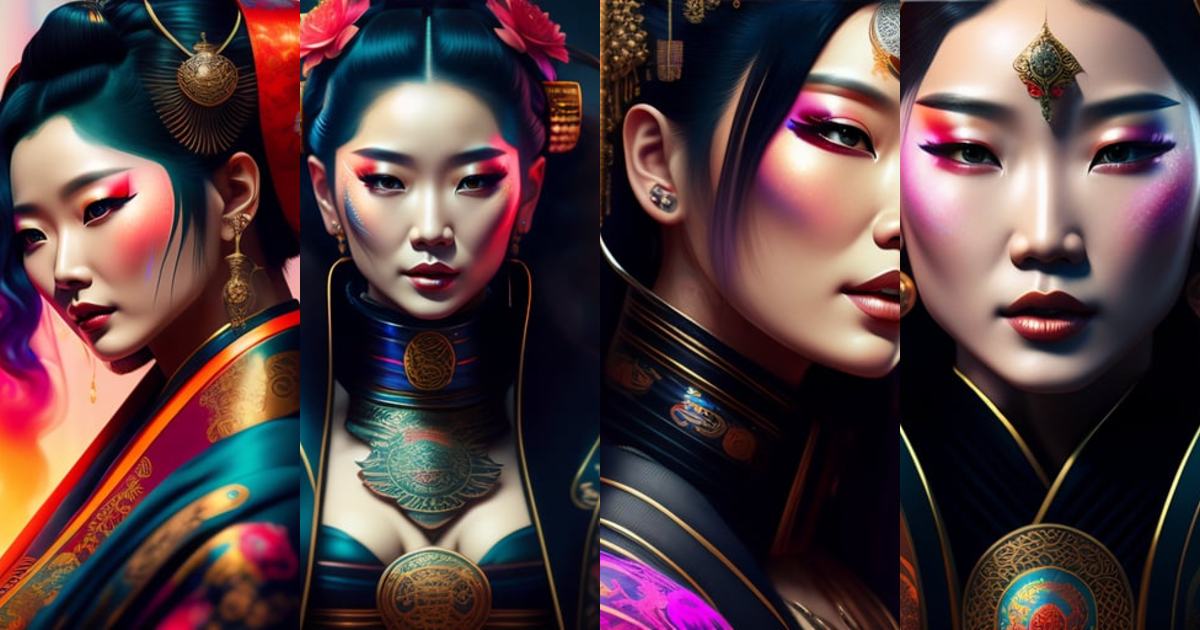 Lexica - Ultra realistic Cyberpunk geisha in a lotus position, wearing ...