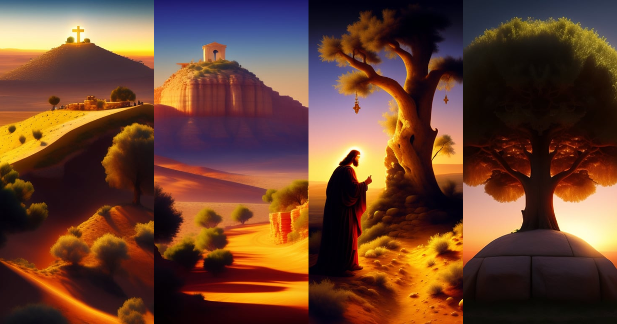 Lexica - Imagine mount of olive trees dusk with jesus on the cross ...