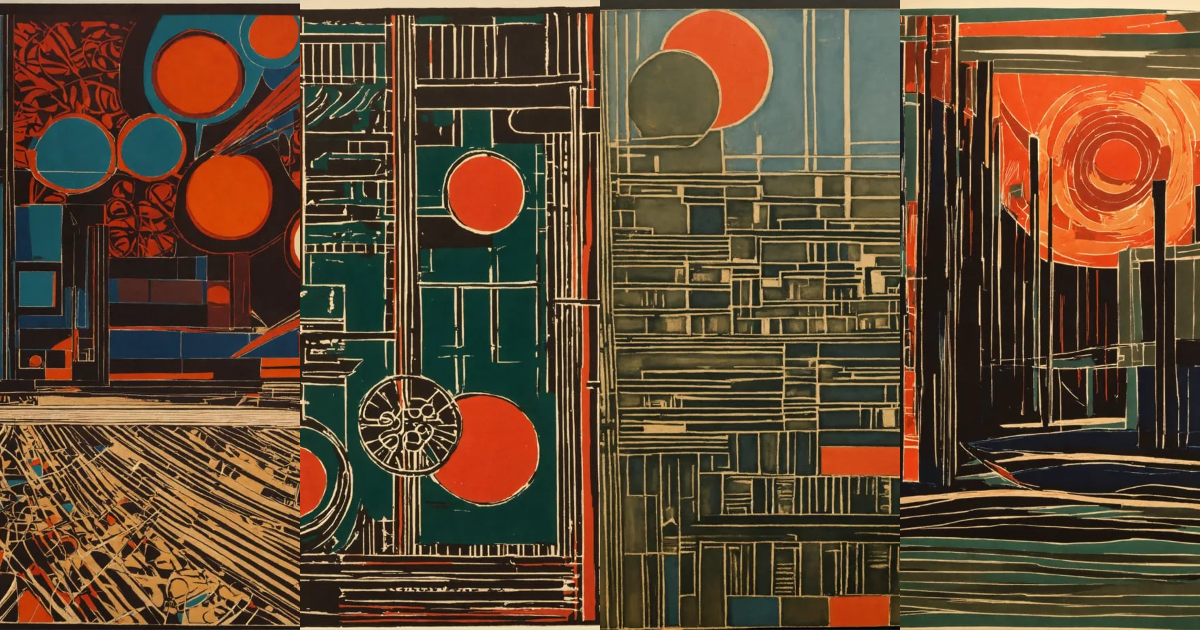 Lexica - Linocut, abstract art, drawing in the style of Emil ruder