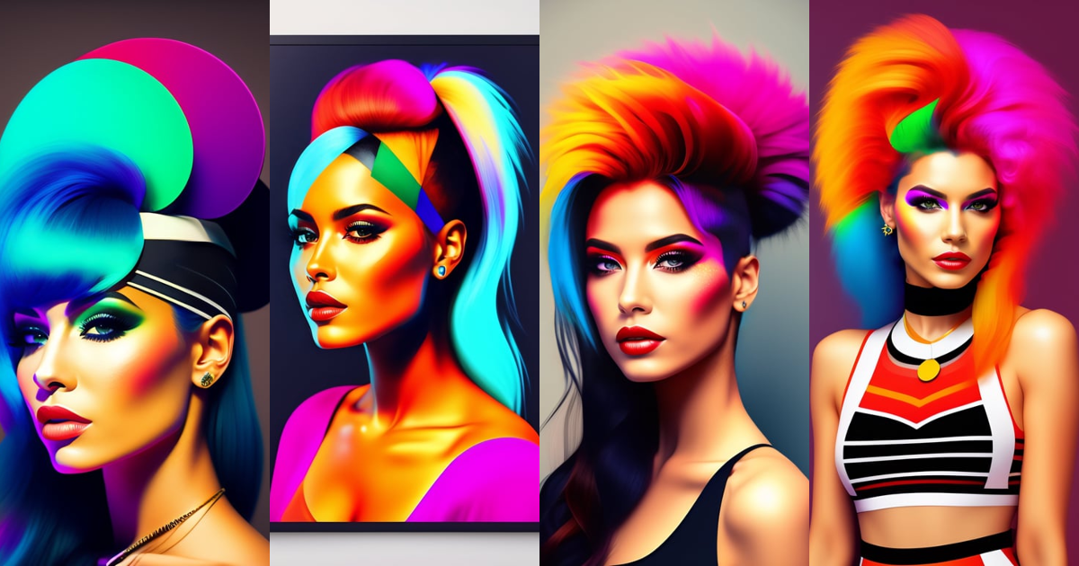 Lexica - Flat design, Portrait of a punk girl from abstract lines