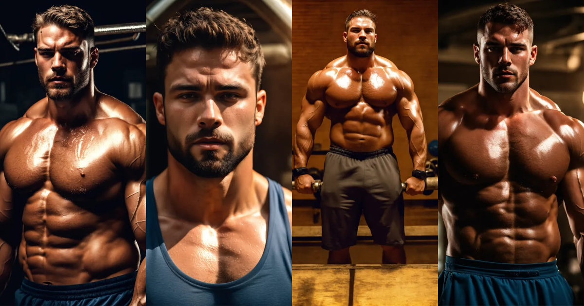 Lexica - Muscular sweaty heavyweight alpha men with broad and muscular ...