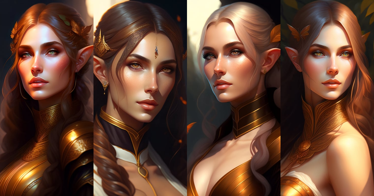Lexica - A portrait of female elf , brown air, witch, fantasy, sharp ...