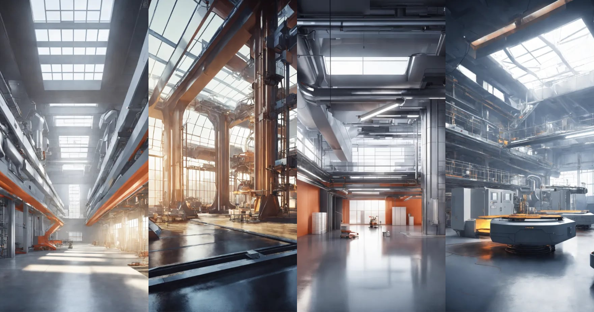 Lexica - Interior of a futuristic factory, design, render